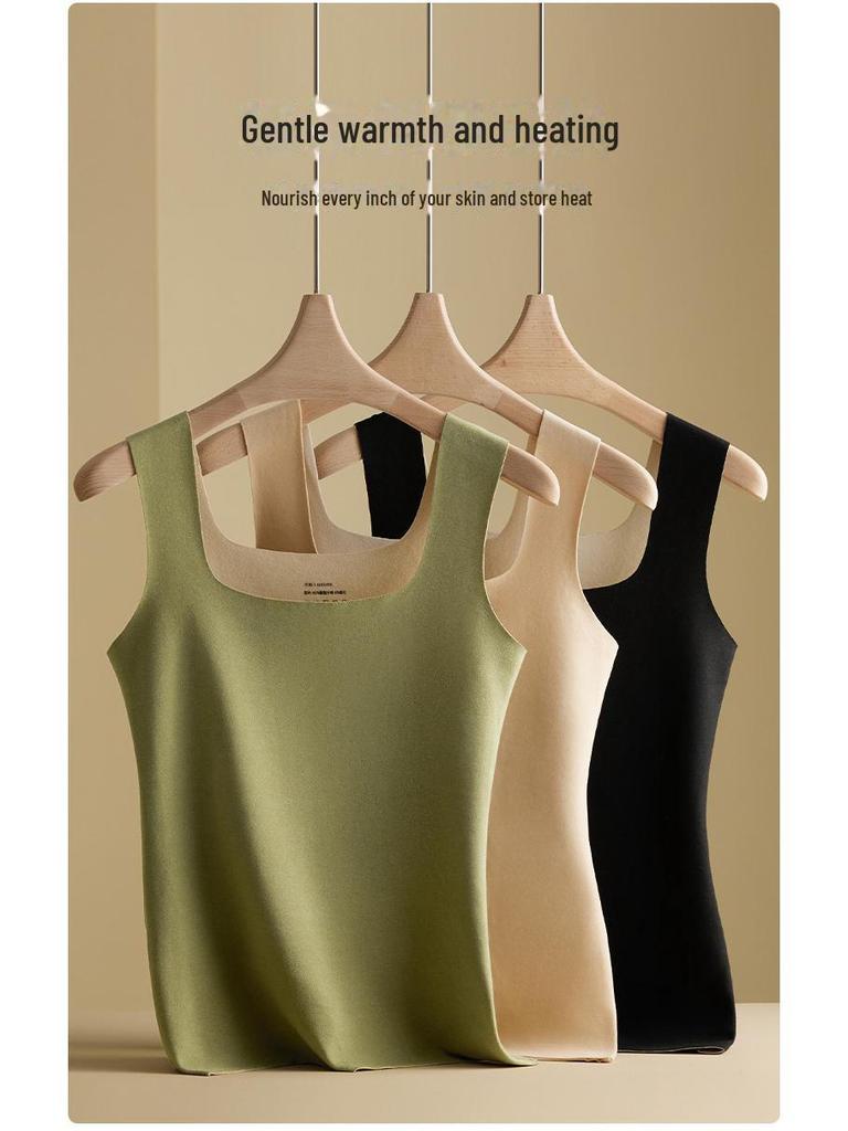 Hřejivá dámská vesta ze sametu German s čtvercovým výstřihem – Bezešvá, s přídavným sametem, Zesílená pro podzim a zimu, Odolná proti chladu.