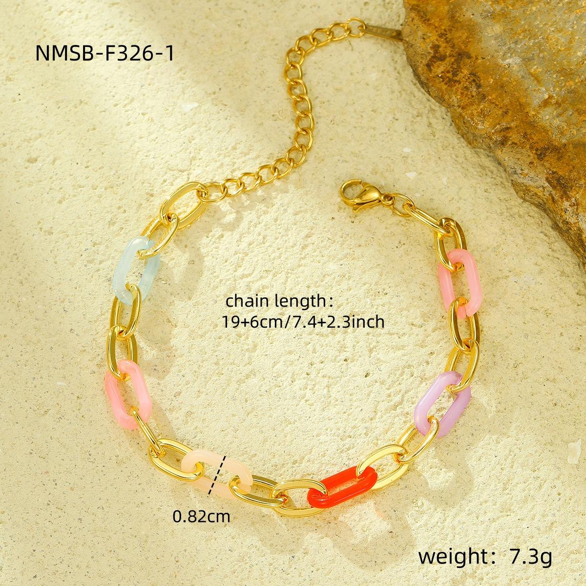 GEMCHIC Women s Stainless Steel Chunky Chain Bracelet Colorful Splice Fashion Minimalist