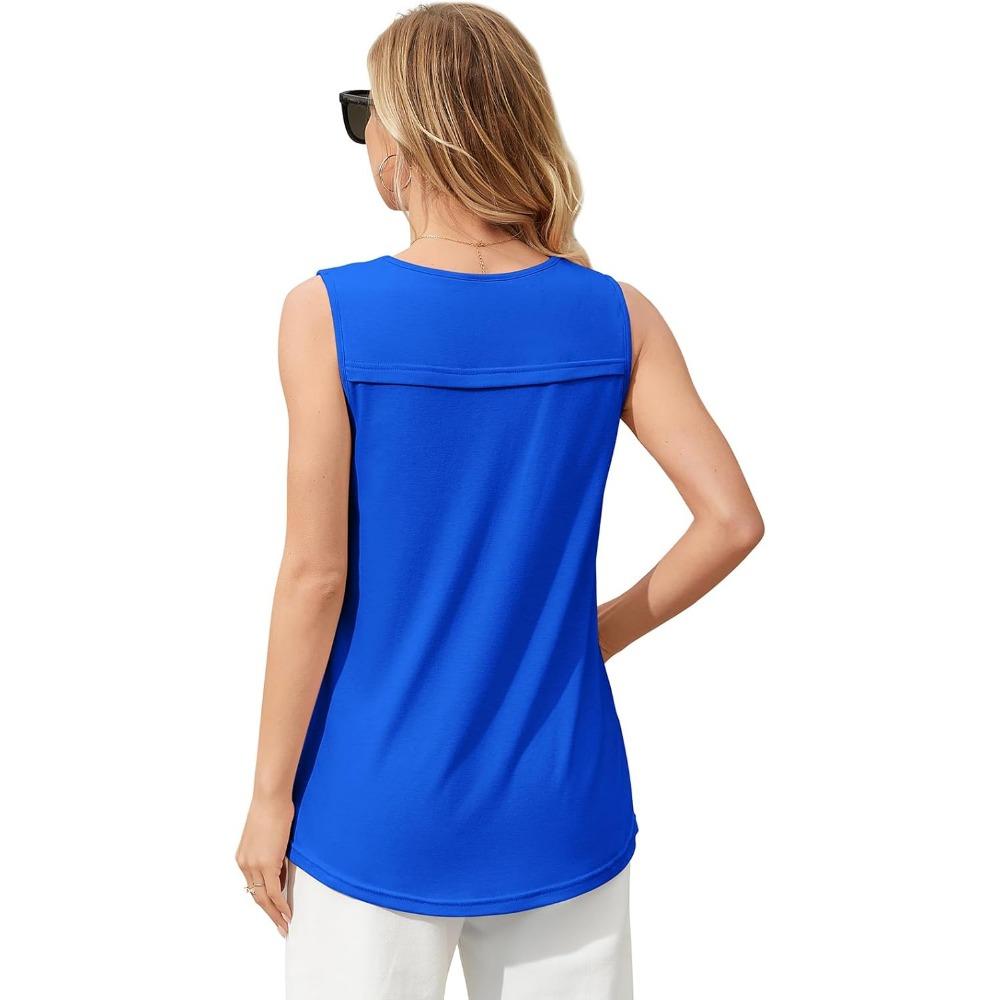 CHARMLEAKS Tank Top Built In Bras for Women Summer Pleated Square Neck Tops Flowy Sleeveless Shirts
