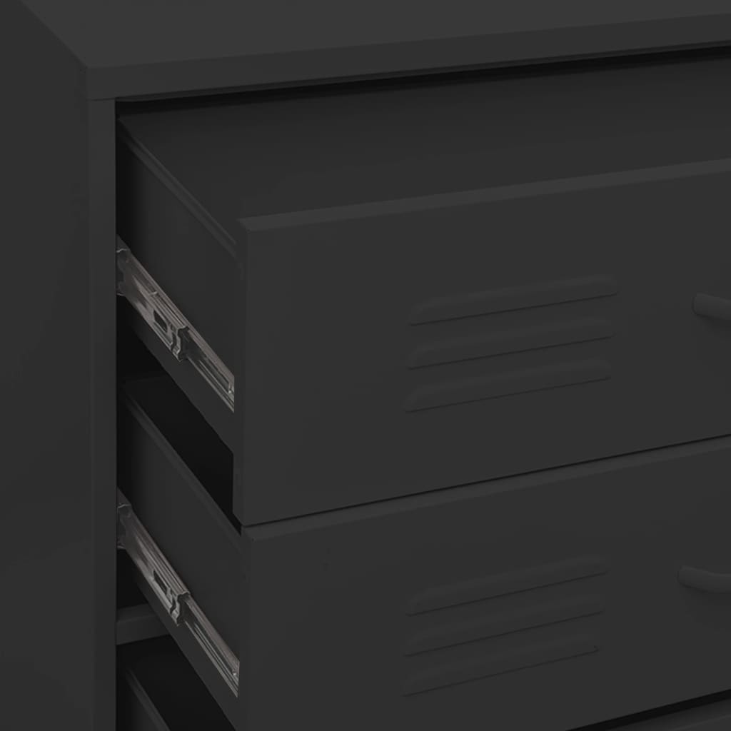 Black Chest of Drawers 80 x 35 x 101.5 cm Steel
