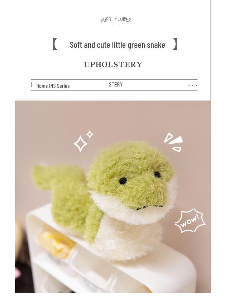 JC Style Cute Plush Green Snake Doll with Curly Hair Texture - Perfect Gift for Girls & Children's Birthdays