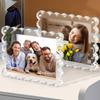 Sleek Scalloped Design Magnetic Photo Frame Transparent Thicken Acrylic Photo Frame Freestanding Design Scalloped Photo Frame