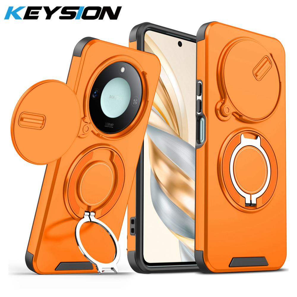 KEYSION 360° Ringständer Handyhülle für Honor X9c 5G X9c Smart Slide Kameraschutz Magnetische stoßfeste Abdeckung für Magic 7 Lite