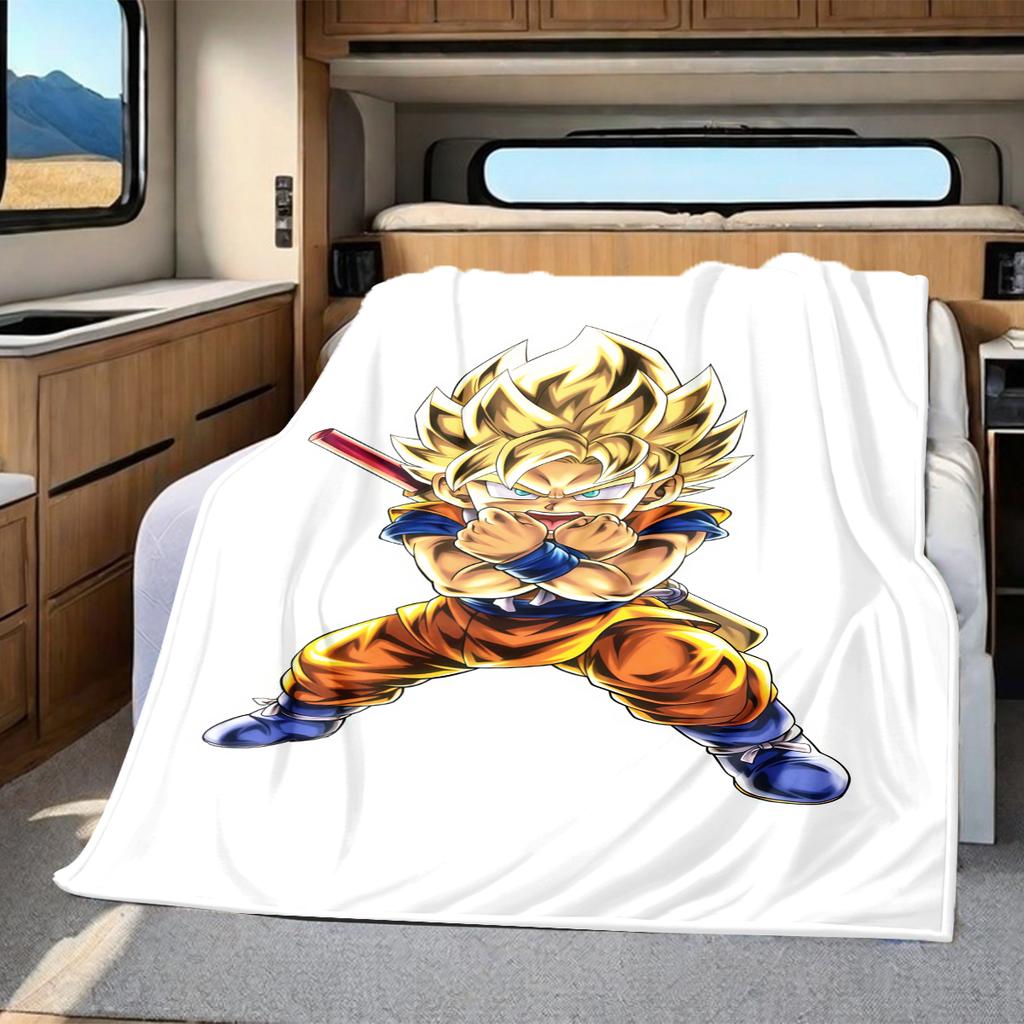 1PC Vegito  Print Flannel Blanket, High quality All Seasons, Home Decor, Warmth and Comfort, Perfect for Christmas Gifts