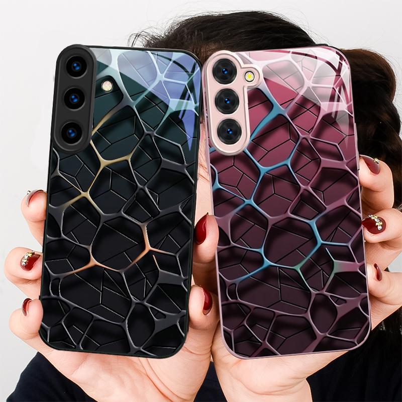 Abstract geometric art For Samsung S26 S22 S8 9 10 S20 Ultra S21 Pro S22 Plus S23 FE S24 Ultra S25 Edge S24+ Glass Phone Case