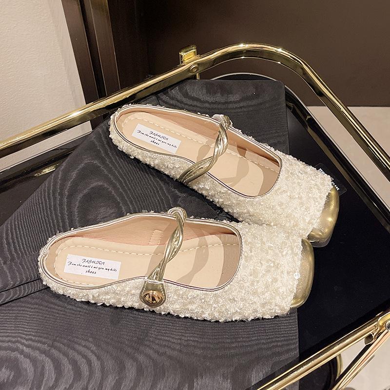 Baotou Half Slippers Women's 2025 Summer New Outer Wear One-pedal Lazy Shoes French High-end Small Fragrant Sandals