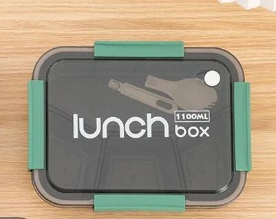 800/1100ml Plastica Porta Pranzo a Scomparti Microonde Sicuro Porta Bento con Posate Contenitore per Alimenti per Studente Lavoratore Stoviglie
