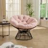Ergonomic Wicker Papasan Chair, 360 degrees Swivel Indoor Outdoor with Soft Thick Cushion, Ideal for Living Room