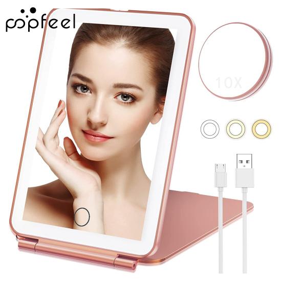 

Креативное светодиодное зеркало USB зарядка Красный / синий индикатор Макияж