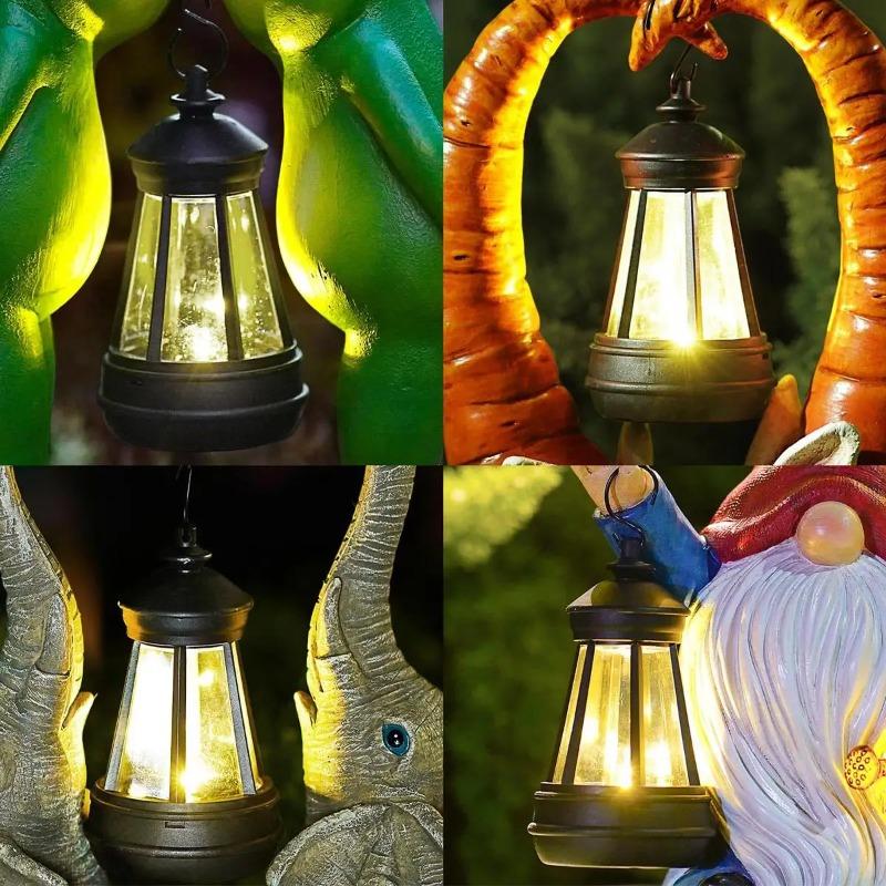Retro Solar Lamp Outdoor Solar Powered Portable Fence Warm White Camping Lanterns for Garden Patio Yard Lawn Home Decor Lighting