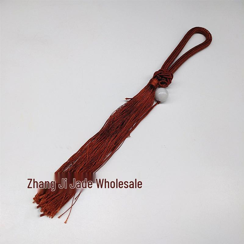 DIY Woven Tassel Rope with Jade Beads and Silk Thread Handle