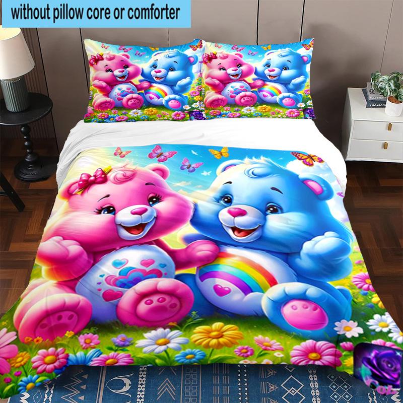 3PCS Rainbow Bears 3pcs Bedding,Including 3PCS Duvet Cover And 2pcs Pillowcases Perfect for Christmas,Ideal for Bedroom, Dormitory