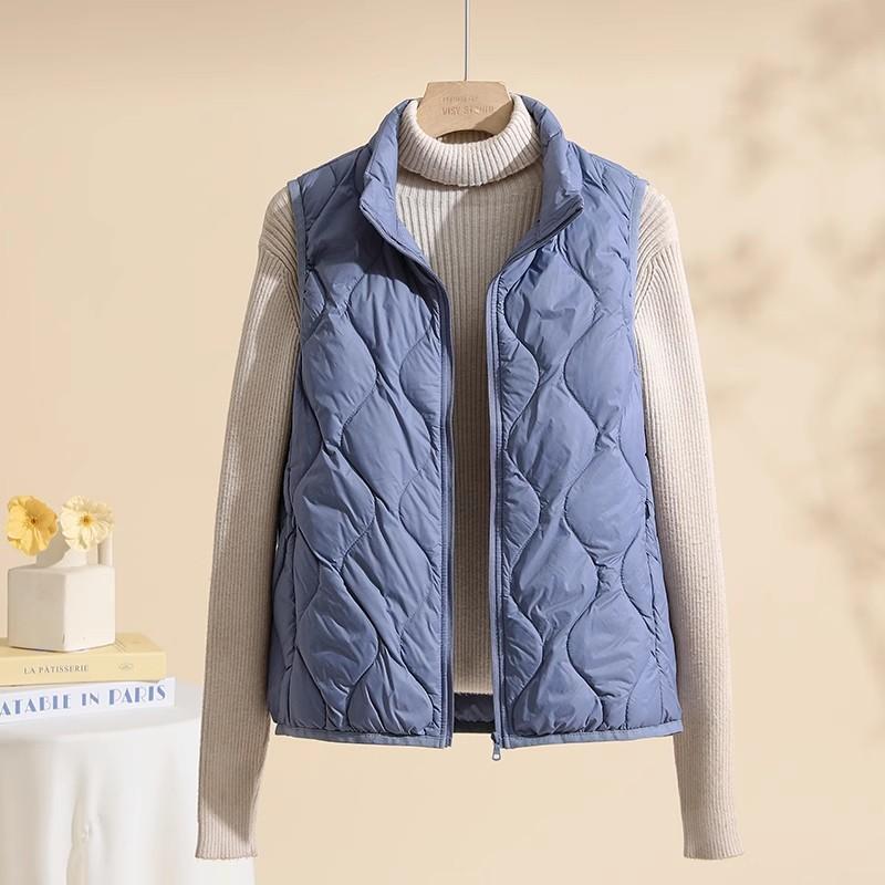 

2025 осень и зима новая пуховая куртка женская легкая и тонкая короткая со стойкой воротником жилет подкладка пух белой утки жилет жилет куртка M