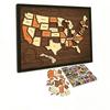 Wooden USA Maps Puzzle Reusable Landmarks Cork Travel Map Multi-Purpose Portable Wooden Puzzle for Home Decor Remarks