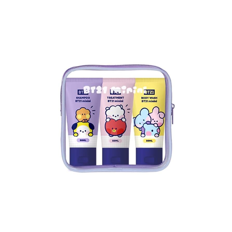 Kit de Voyage BT21 [minini] Shampoing + après-shampoing + gel douche/ Marchandise Officielle Authentique, KPOP, KBeauty