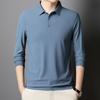 Autumn Ice Silk Markless Long-sleeved T-shirt Men's POLO Shirt New Solid Color Lapel Top