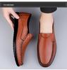 Men's Cross-Season Breathable Leather Casual Shoes - Perforated Cowhide for Middle-Aged Dads, Available in Large Sizes.