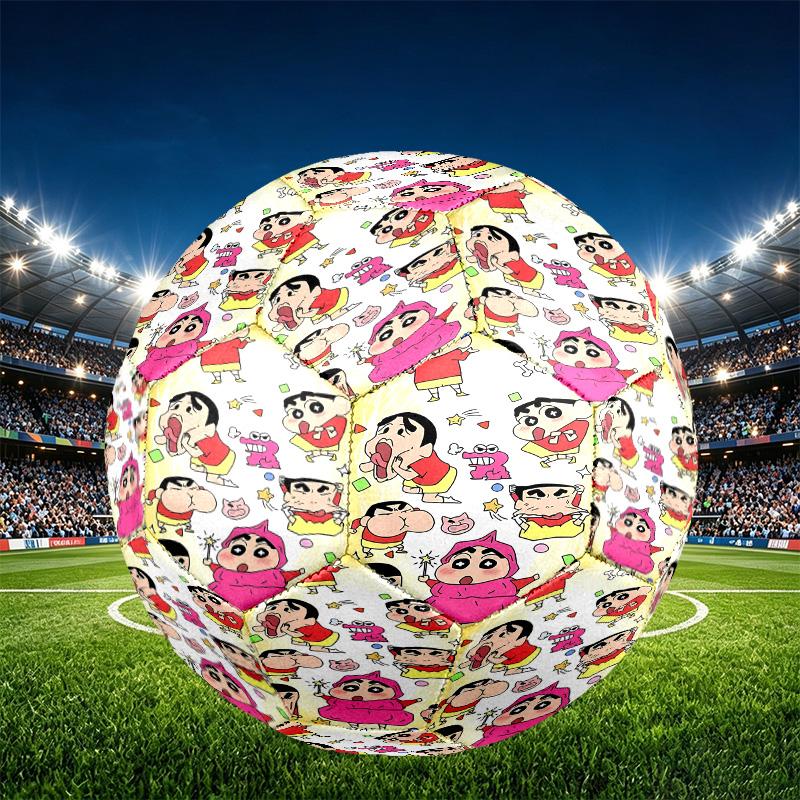 Crayon Shin Print Size 5 Soccer Ball, PU Wear Resistant Football for Match Training and Daily Practice, Birthday Gift for Soccer Fans