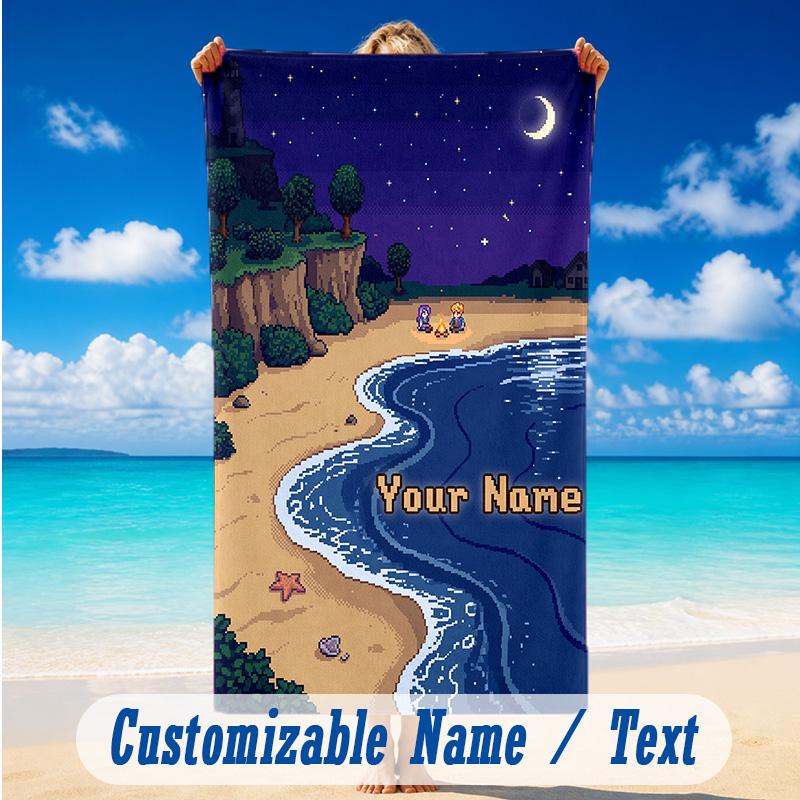 Beach Towel Custom Name Text, Quick Dry Large Towel For Beach HomeStardew Valley
