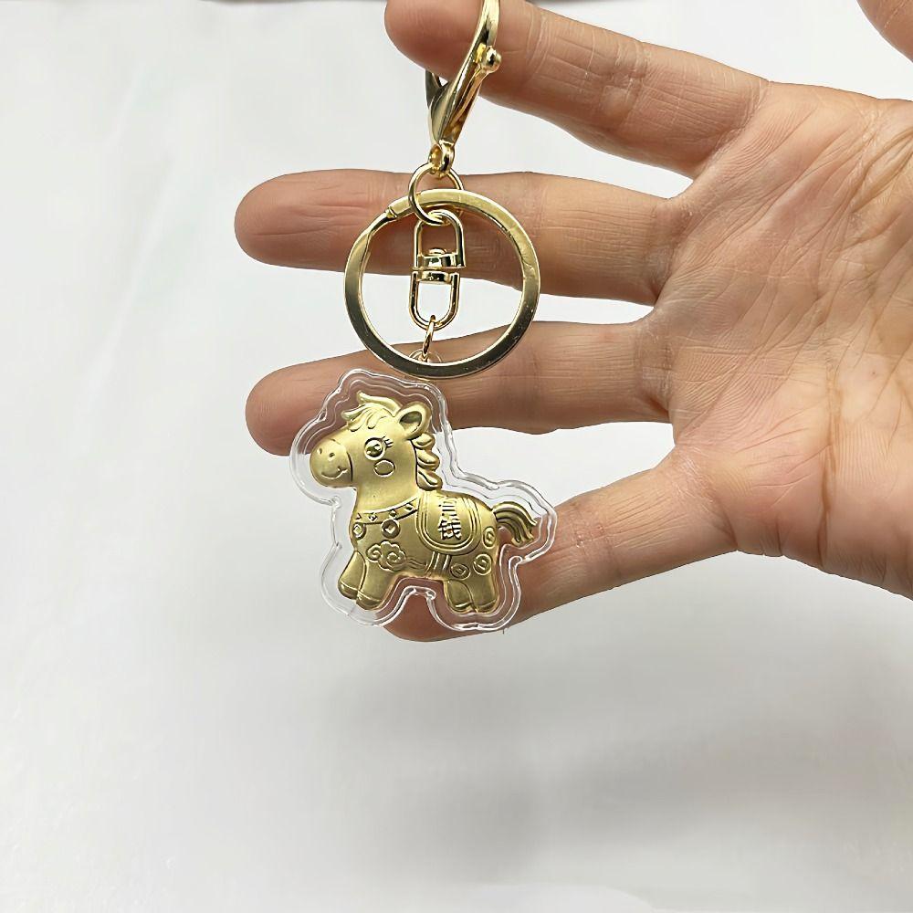 Wealthy Gold Horse Keychains Cartoon Design Zodiac Horse Keychains Bag Pendant  Holiday Gifts