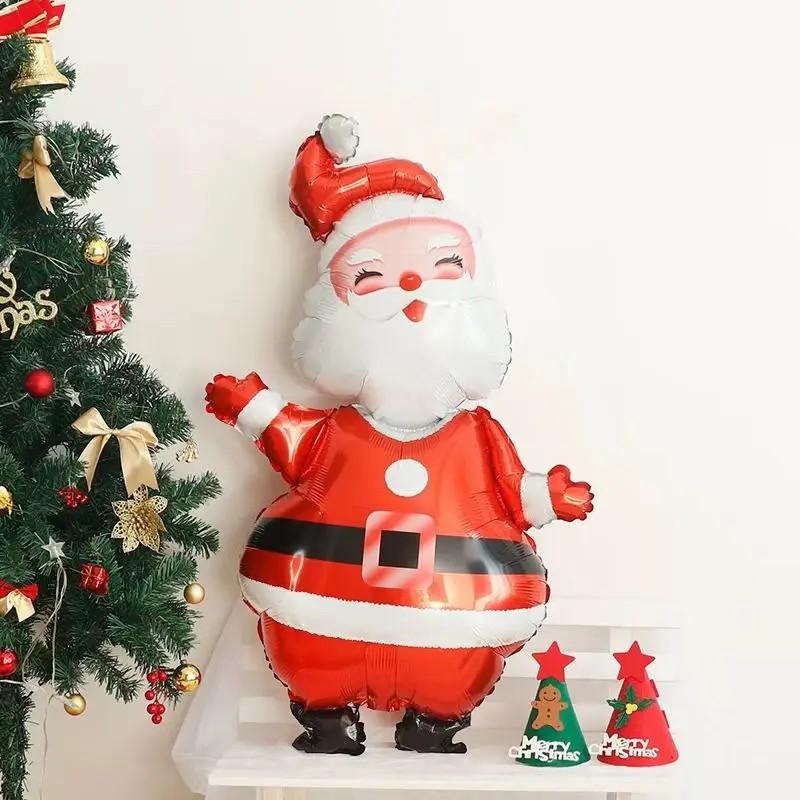 D5 2Pcs 119cm Large Squinting Santa Claus Aluminum Film Balloons Christmas Party Shopping Mall Decoration Christmas Supplies