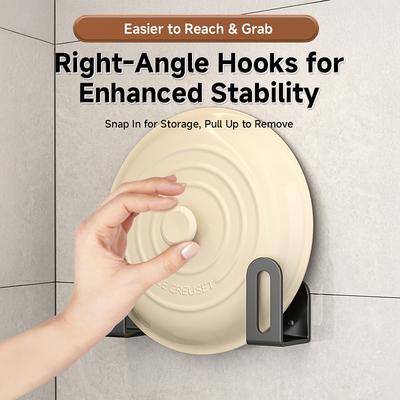 2PCS Strong Adhesive Wall-Mounted Kitchen Organizer, Right-Angle Hook Design, for Lids/Pans/Cutting Boards