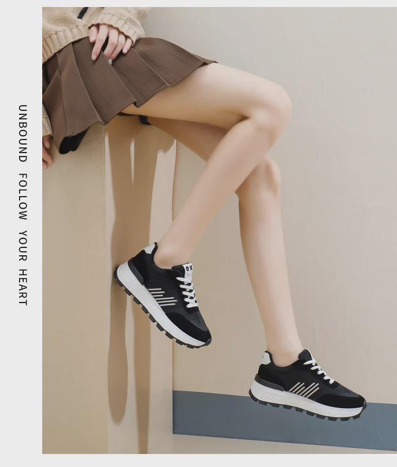 INS Korean Women's New Dad Sneakers: 2025 Spring Student Running Sports Shoes with Thick Sole for Heightening - Model J6101.