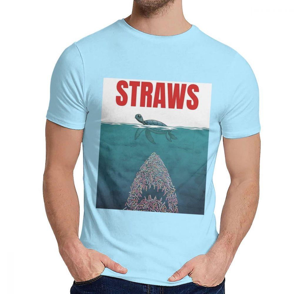 Unisex T Shirt Straws Sea Cotton Funny Crewneck Cartoon Print T Shirt M