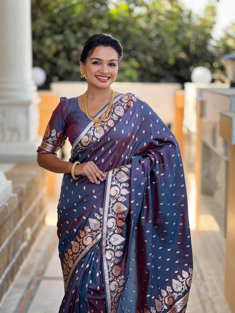 Banarasi Silk Saree for Women | Rich Zari Woven Traditional Designer Saree | Wedding, Party & Festive Wear | Unstitched Blouse