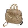 New Fashion Fluffy Plush Beaded Square Crossbody Bag - Versatile and Stylish for Commuting