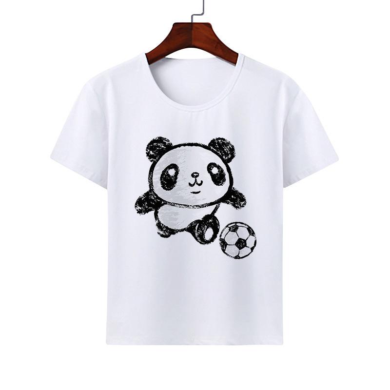 Cartoon Cute Animal Panda Tshirt Modal Casual Family Wear Class Clothes Short Sleeve Round Neck Childrens Summer polyester