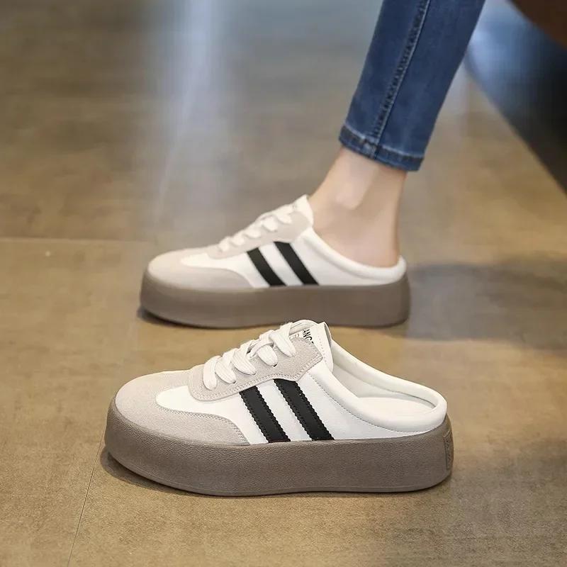 Fashion Fashion Women's Training Slippers Cover Toe Round Head Color Matching Women Shoes Leisure Shallow Mouth 2025 Zapatillas De Mujer
