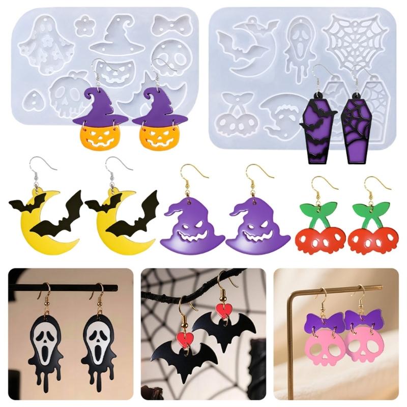 Halloween Crafting Moulds Silicone Pumpkin Specter Earring Jewelry Tool Unique Pendant Earrings Mold Silicone Texture