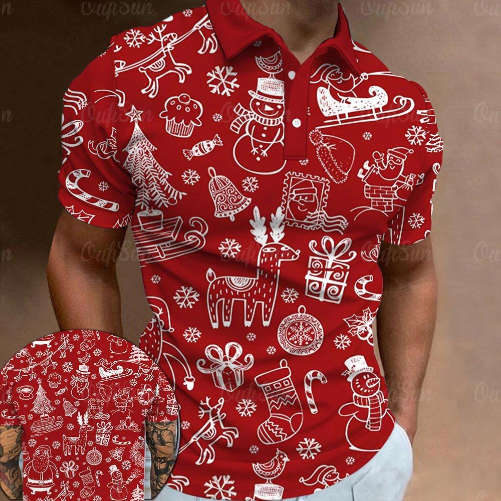 

чоловіча футболка поло з коротким рукавом різдвяний 3D принт топи мода поліестер дихаючі зручні футболки поло 3XL