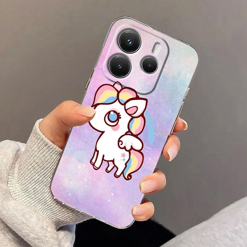 

Cute Unicorn Cartoon Rainbow Phone Case For Xiaomi Redmi 14C 13C 12C 10C Cover Note 14 13 12 11 10 8 Pro Plus 4G 5G Clear Funda Redmi Note 12 4G