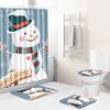 Christmas Home Door Mat Bathroom Toilet Shower Curtain Four-Piece Floor Mat Bedroom Absorbent Carpet