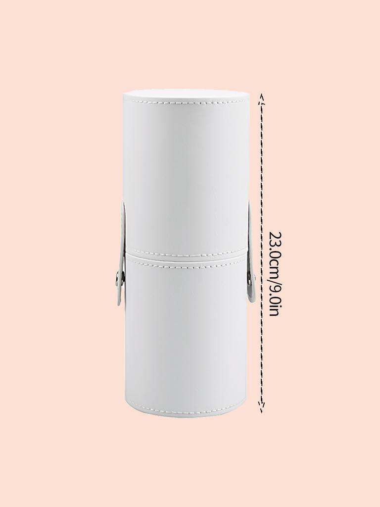 1pcs portable push-button PU leather makeup brush storage bucket with lid large capacity desktop travel makeup storage tool