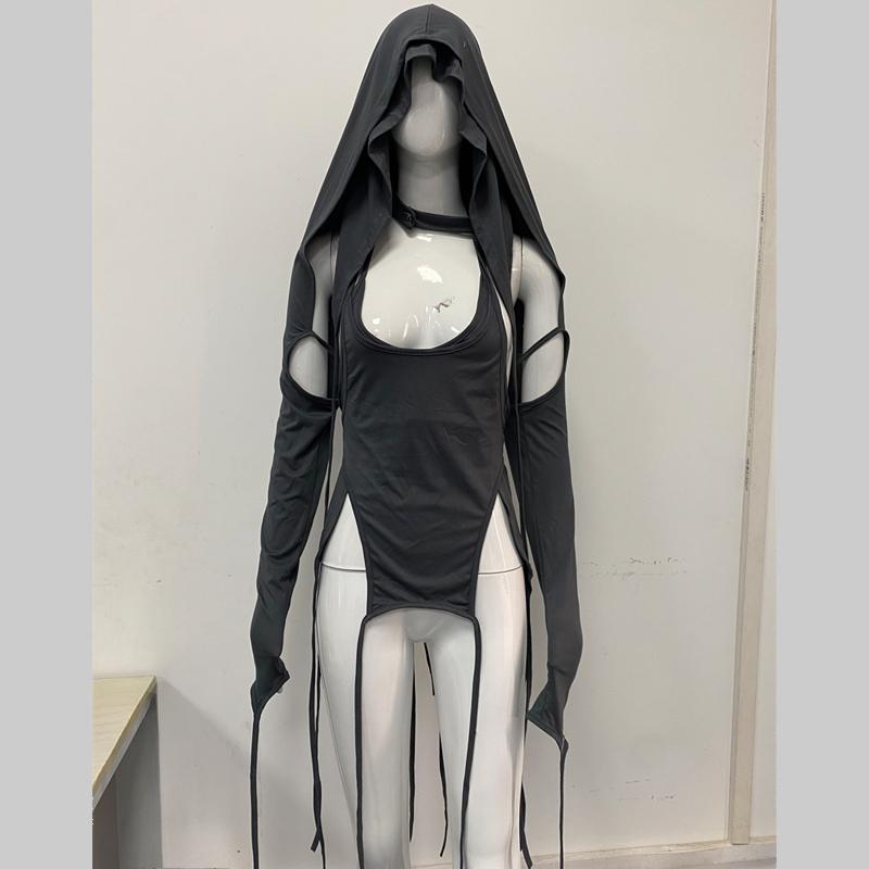 

Весна и осень Европейская и Американская мода женская толстовка с капюшоном с длинным рукавом и бретельками для похудения S