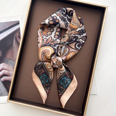 Luxury Square Scarf For Women Retro Paisley Ladies Hijab Neckerchief Soft Stain Imitation Silk Scarves Shawl For Daily Wear