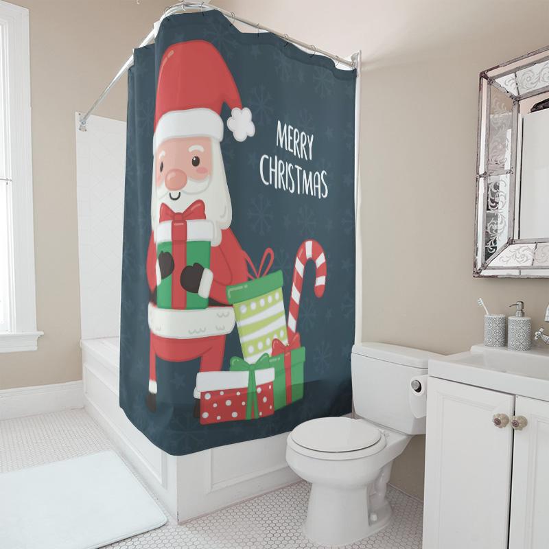 TU Christmas Shower Curtain Holiday Festive Xmas Bathroom Decor Set Waterproof Holiday Home Decor Gift Present Pattern for Women