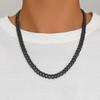 European American Fashion Round Grinding Cuban Chain Necklace Thick Polished Electroplated Black Stainless Steel Men's Trendy Neck