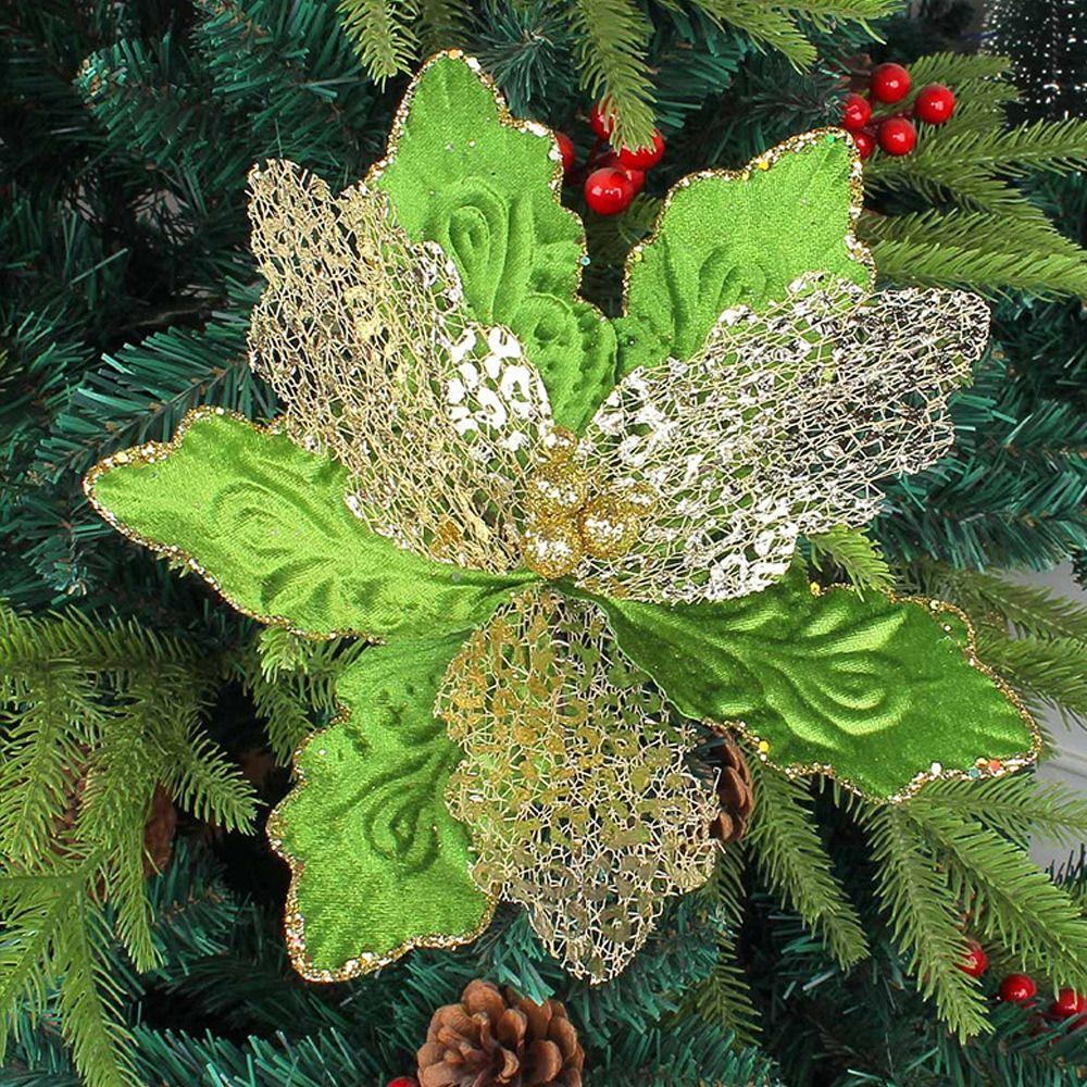 2pcs Sequins Christmas Glitter Flower Christmas Tree Decorations  Home New Year Decor Gifts