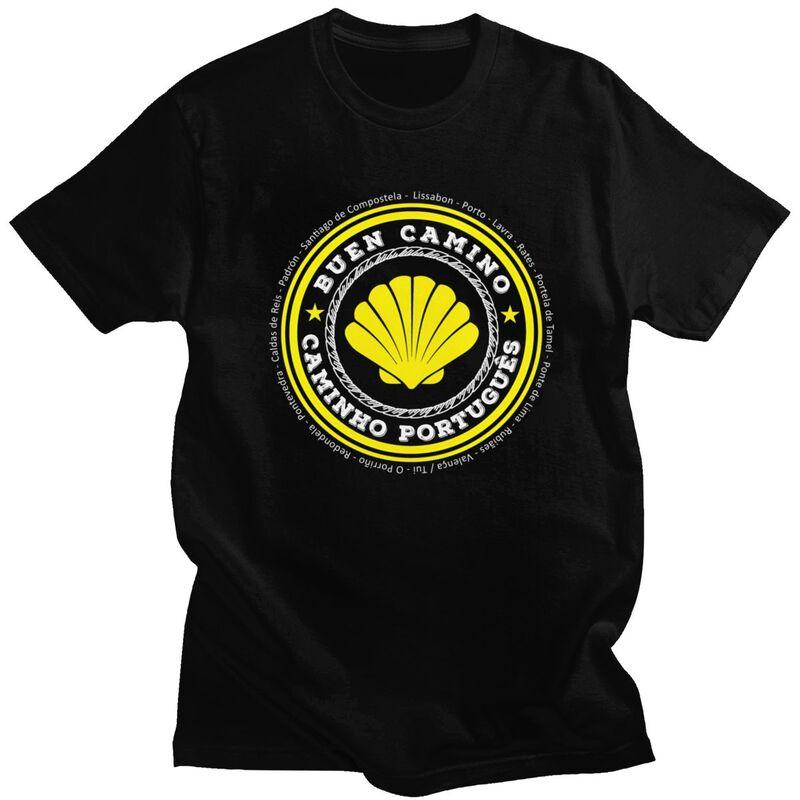 Custom Buen Camino De Santiago Tshirts for Men Short Sleeve Leisure T Shirt Cool Tshirts 100 Cotton Tees Gift