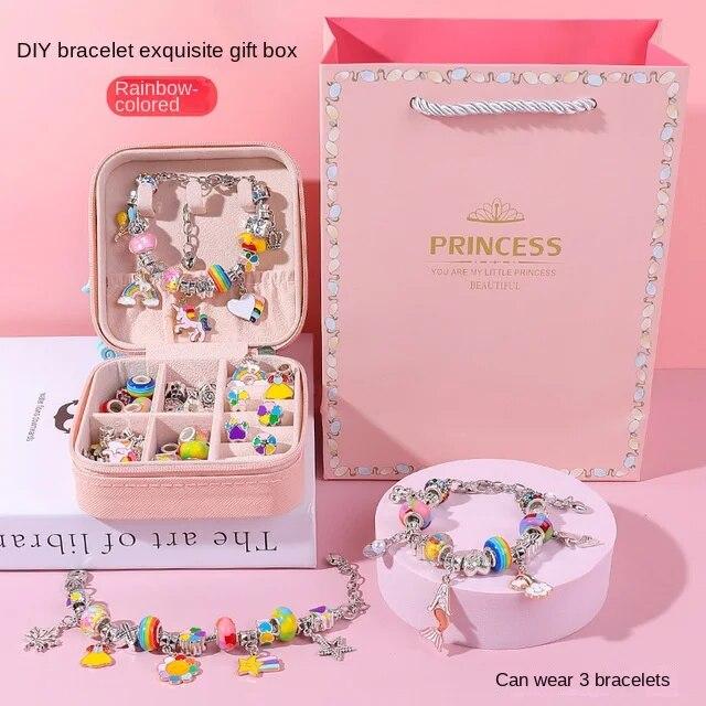 Diy Handmade Plaything Girl Bracelet Handmade Beaded Diy Material Wear Bead Necklace Girl Kids Birthday Plaything Present