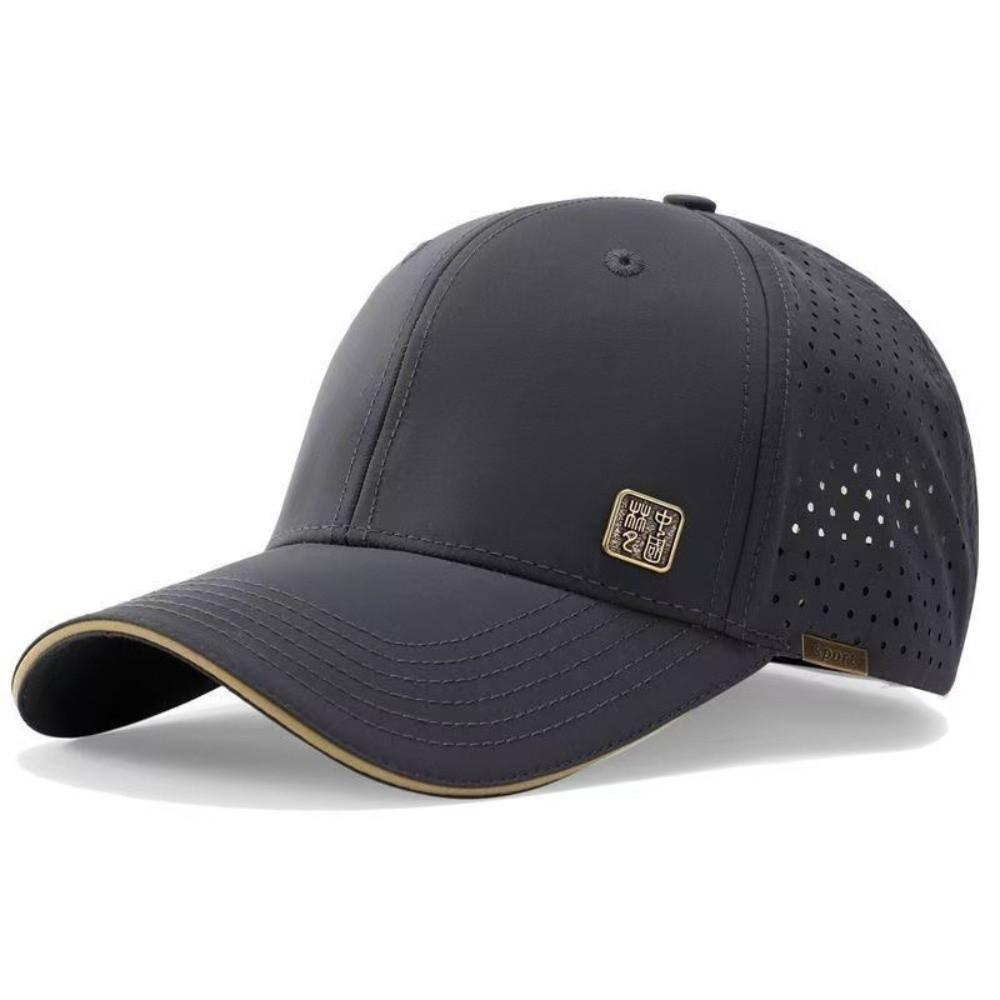Fashion Breathable Perforated Baseball Cap Waterproof Quick Dry Outdoor Sun Hat Adjustable Sport Dad Hat For Men серый