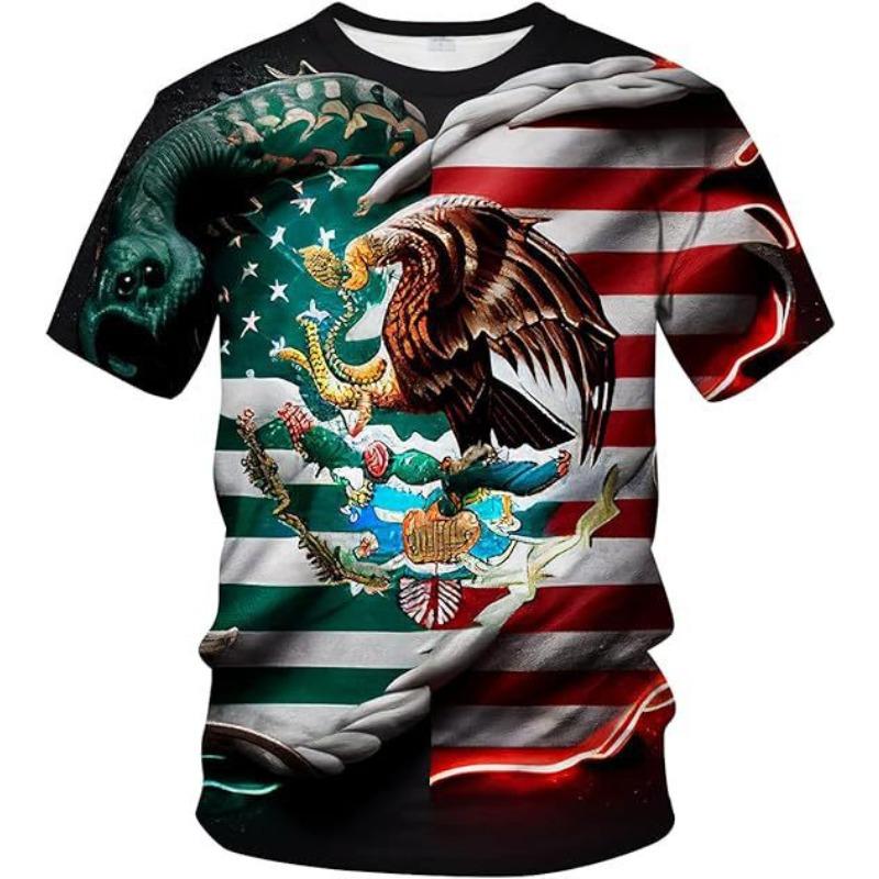 Summer Creative Mexican Eagle Hunting T-shirt Casual Fashion Versatile Comfortable Short Sleeved T-shirt