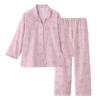 Gunze Long Sleeve Pajamas with Elastic Sleeve and Leg Mesh Pink Women's Holes, Back,