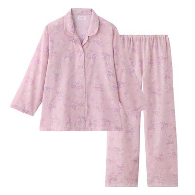 Gunze Langarm-Pyjama mit elastischem Ärmel- und Bein-Mesh Rosa Damen Löcher, Rücken,