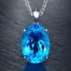 Rhine River Blue Topaz and Sapphire Sterling Silver Pendant Necklace for Women