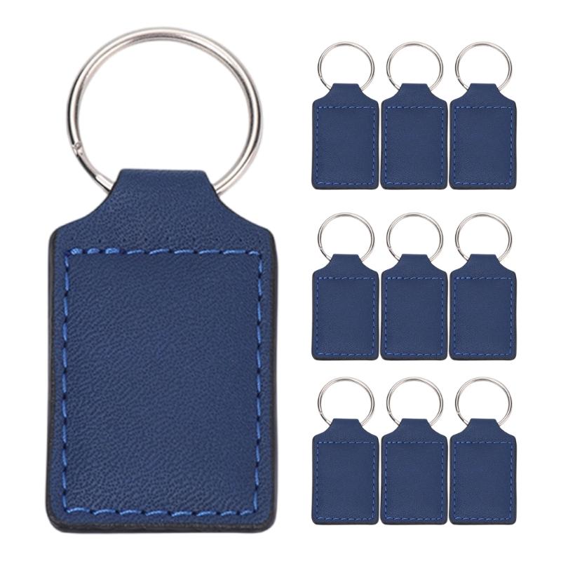 Pack Of 10 Sublimation Blank Keyring Pendant Heat Transfer PU Leather Keychains for Men Women Birthday Father's Day Gift